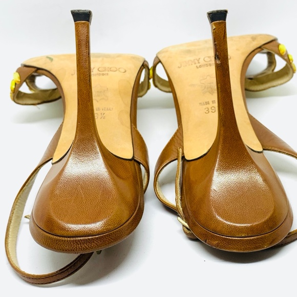 Jimmy Choo Brown Embellished Slingback Sandals - Picture 15 of 16